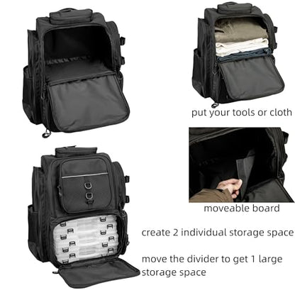 WANOON Fishing Backpack,Tackle Bag,with Tackle Boxes. Large Fishing Bag, Strong Materials | Waterproof Fishing Bag,adjustable divider, hideable shoulder straps, SBS anti-rust zippers, for kayak bank fishing - color: Black, size: 42L-With Tackle Boxes