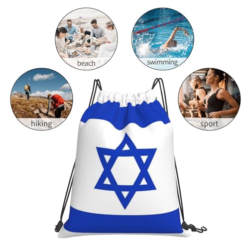 Israel Flag Drawstring Bag Sport Gym Backpack Beach Travel Sack Draw String Yoga Bag For Men Women - color: Israel Flag