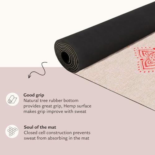 Shakti Warrior Pro Hemp Mat - Artist Designed, Premium Printed Eco-Friendly Non-Slip mat, Great for Regular & Hot Yoga, Pilates, Workouts 72 inch x 24 inch x 3mm Thick - color: Chakra