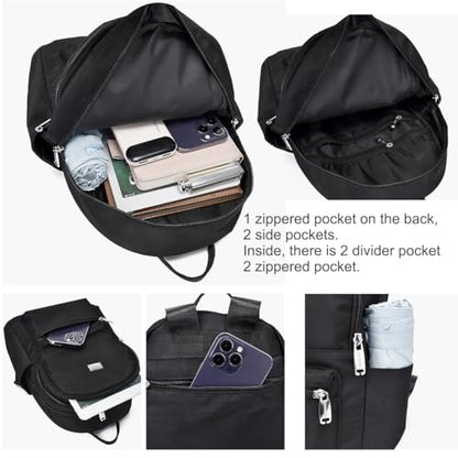 Backpack with Casual Aesthetic Daypack Simple Laptop Bag Waterproof Travel Rucksack for Women(Navy Blue) - color: Navy Blue