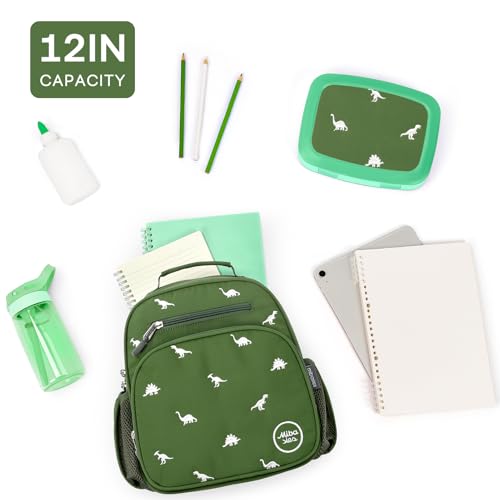 mibasies Toddler Backpacks for Boys 2-4: Quilted Backpack for Preschool Prek Daycare - Cute 12 Inches Bookbag for Little Kids Dinosaur Green - color: Dinosaur Green, style: Toddler-12"h(not Fit Folder)