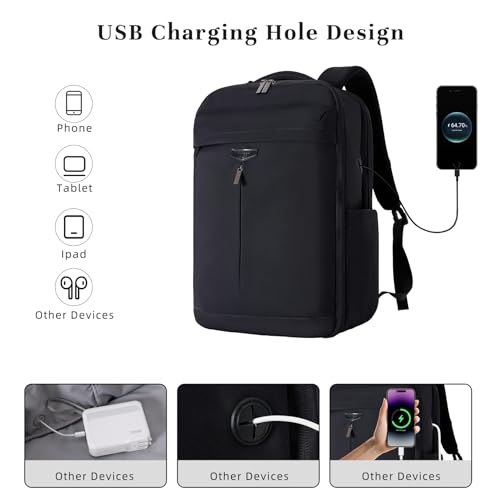 Timeet Travel Backpack for Women Men, 32L 4 In 1 Carry on Luggage Backpack, TSA Friendly Flight Approved 17 Inch Laptop Backpack, Waterproof Travel Bag for Work School Camping Hiking, Ink Black - color: Ink Black