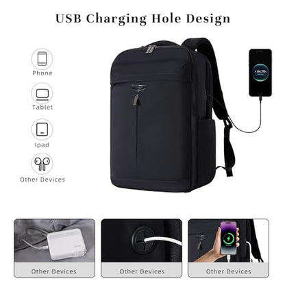 Timeet Travel Backpack for Women Men, 32L 4 In 1 Carry on Luggage Backpack, TSA Friendly Flight Approved 17 Inch Laptop Backpack, Waterproof Travel Bag for Work School Camping Hiking, Ink Black - color: Ink Black