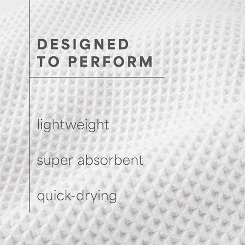 S&T INC. Aura Microfiber Waffle Bath Towels, 4 Pack, Quick-Dry, Ultra Absorbent, Lightweight Towels for Bathroom, 30 inches x 60 inches, 420GSM, White - color: White
