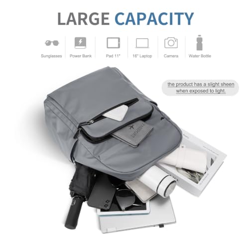 16 Inch Laptop Backpack for Men, Business Work Backpack for Everyday Commute, Waterproof Travel Office Computer Bag, Grey - color: Grey