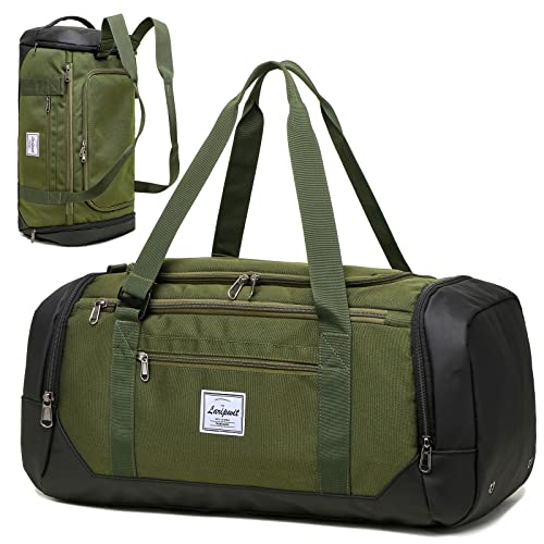 Laripwit Travel Duffle Bag for men 40L Medium Sports Gym Bag with Wet Pocket & Shoes Compartment Weekender Overnight Backpack for Traveling Duffel Bag Backpack for Women, Green - color: Green