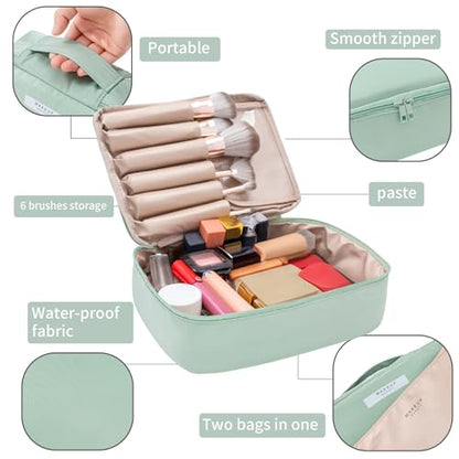 Queboom Travel Makeup Bag Cosmetic Bag Makeup Bag Toiletry bag for women and men (Green) - color: Green