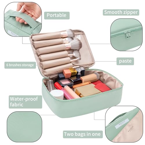 Queboom Travel Makeup Bag Cosmetic Bag Makeup Bag Toiletry bag for women and men (Green-3pcs) - color: Green-3pcs