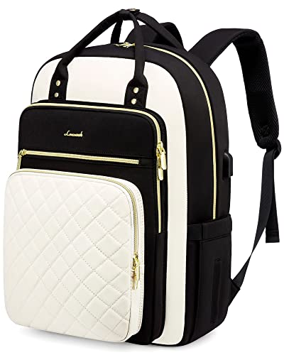 LOVEVOOK Laptop Backpack, Unisex, D-black-beige, 19 x 13.3 x 7.9 in, 1.9 lbs, 30L capacity, 18 pockets, ergonomic shoulder straps, thick EVA foam laptop protection - color: D-black-beige, size: 17-Inch