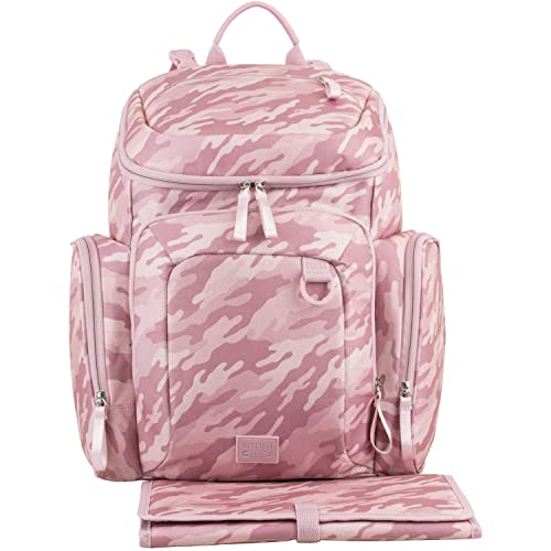 BODHI Baby Tech Top Loader Diaper Bag Backpack with removable changing pad, Unisex, for Moms and Dads - Pink Camo - color: Pink