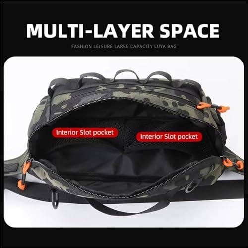 Waist Chest Backpack Outdoor for Men Women Fishing Sling Bag Hip Rig Cycling Camping Multifunctional Bag Travel Duffle Bag(Black Camo) - color: Black Camo