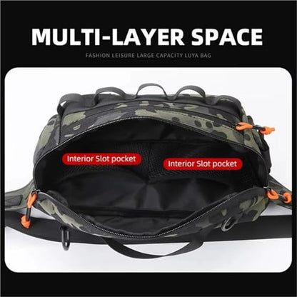 Waist Chest Backpack Outdoor for Men Women Fishing Sling Bag Hip Rig Cycling Camping Multifunctional Bag Travel Duffle Bag(Black CP) - color: Black CP