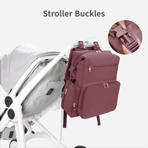 CEI-CEI Neoprene Diaper Bag Backpack Large Newborn Baby Maternity Bags Waterproof Travel Backpack for Mom Dad with Insulated Pockets,Changing Pad - color: Pink