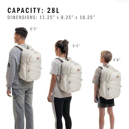 adidas Amplifier Backpack for Laptop, School and Gym, 28L, Alumina Beige/Rose Gold/Bungie, OSFA - color: Alumina Beige/Rose Gold/Bungie