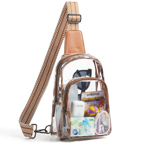 LATMAP Clear Bag for Stadium Events, Clear Purse for Women Stadium Crossbody Bag, Transparent Bag for Concerts Sports - color: Regular Size-Brown