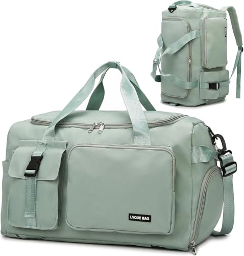 Eslcorri Gym Duffle Bag for Women Men, Sports Backpack with Wet & Shoe Compartment, Fitness Overnight Weekender Bag for Yoga, Swim, Travel (Style B, Green) - color: 42L-Green, style: Style B