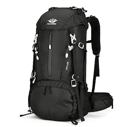 Esup 50L Hiking Backpack Men Camping Backpack with rain cover 45l+5l Lightweight Backpacking Backpack Travel Backpack - color: Deep Black