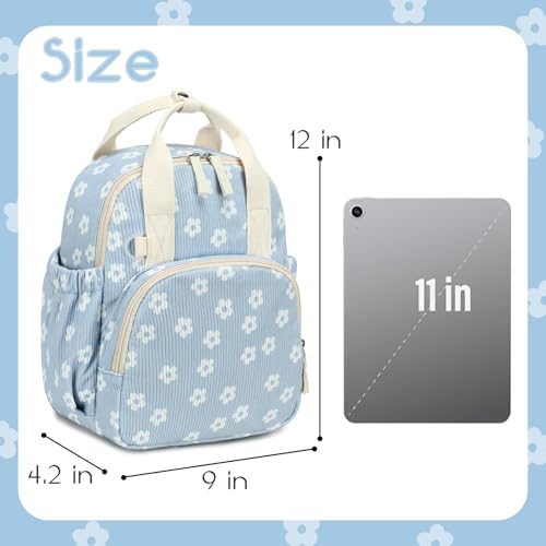 Bluboon Toddler Backpack for Girls Boys 2-4 Cute 12" Preschool Kindergarten Backpacks Kids Daycare Bags School Travel (White Flower-Blue, Age 2-4 (12" H not Fit A4 Folder)) - color: White Flower-blue, size: Age 2-4 (12" H not Fit A4 Folder)
