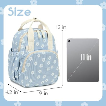 Bluboon Toddler Backpack for Girls Boys 2-4 Cute 12" Preschool Kindergarten Backpacks Kids Daycare Bags School Travel (White Flower-Blue, Age 2-4 (12" H not Fit A4 Folder)) - color: White Flower-blue, size: Age 2-4 (12" H not Fit A4 Folder)