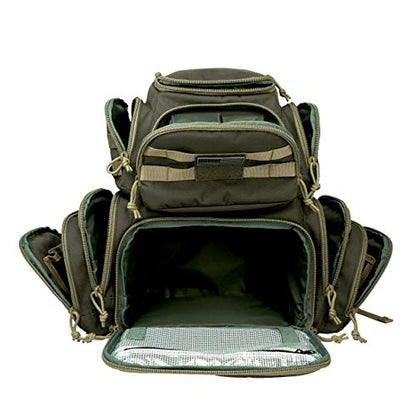 K-Cliffs Tactical Range Backpack – Lockable Bag for 5 Handguns Pouches – 900D Water‑Resistant with Rain Cover & USA Patch - color: Khaki With Eva Cradle