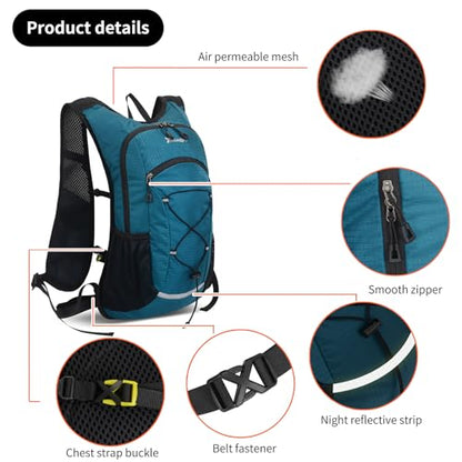 15L Small Hiking Backpack Lightweight Hydration Backpack for Men Women, Warterproof Hiking Daypack for Travel Cycling - color: Green