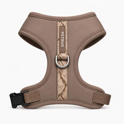 Premium No-Pull Dog Harness Soft Neoprene & Breathable Mesh Vest with Front & Back Clip D-Rings Adjustable Lightweight Walking Harness for Puppies, Small & Medium Dogs (Brown Taupe Snake, L) - color: Brown Taupe Snake, size: L: Neck=16.5-22''/Chest=22.4-3