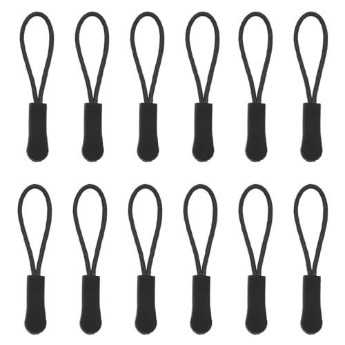 Yosawa 50 Pieces Zipper Pull Replacement，Nylon Zipper Tags Cord，Zipper Pull Puller for Jackets，Backpacks, Luggage, Purses, Handbags(Black) - style: Style-Black