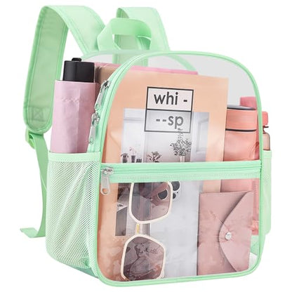 Clear Backpack for Stadium Events, 12x12x6 Small Clear Plastic bag with Reinforced Straps for Game Security Festival Concert - color: Avocado Green