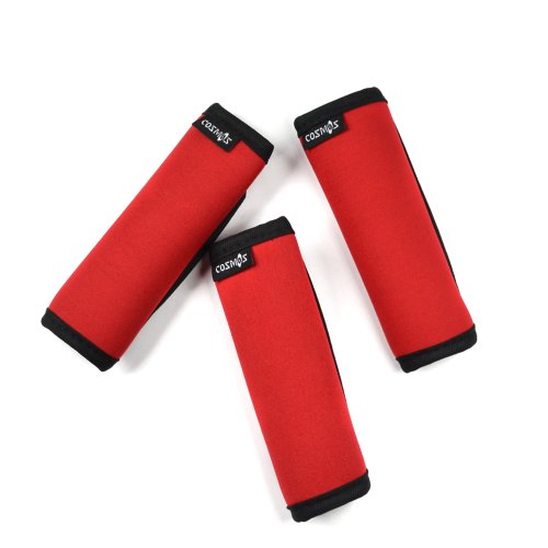 Cosmos Pack of 3 Neoprene Luggage Handle Wrap Handle Grip Luggage Identifier for Travel Bag Luggage Suitcase (Red Color) - color: Red