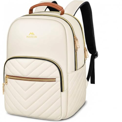 MATEIN Backpack for High School Girls, Large Capacity 17 Inch Laptop Backpack with Multiple Pockets, Water Resistant College Work Bag, Lightweight Daypack for Travel, Beige - color: Beige, size: 17inch