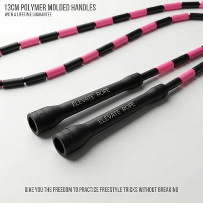 Pro-Grade Beaded Jump Rope for Beginners - color: Black/Pink