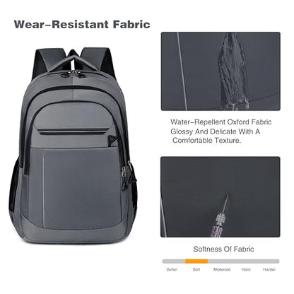 Large Capacity Travel Laptop Backpack, durable and lightweight, 4 compartments, waterproof front, breathable back (gray) - color: Gray