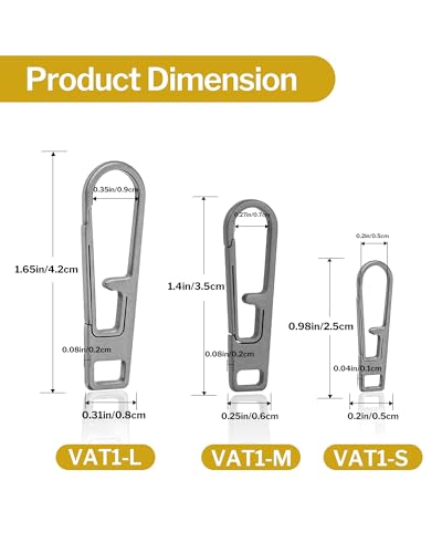 VIPERADE VAT1 Heavy Duty Titanium Zipper Pulls Replacement, Universal Zipper Pull Tab Repair Kit for Jackets, Coats, Suitcases, Luggage, Backpacks, Handbags and EDC Pouches (6 Polished, 2S+2M+2L) - color: 6 Polished, size: 2S+2M+2L