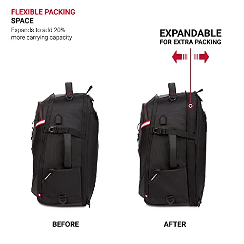 SwissGear 3766 Extra Large 48L Travel Backpack with USB Charging Port, Built-in RFID, Fits 16 Inch Laptop - color: Black, size: 48L