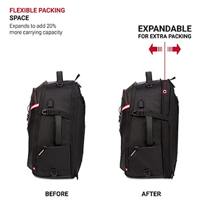 SwissGear 3766 Extra Large 48L Travel Backpack with USB Charging Port, Built-in RFID, Fits 16 Inch Laptop - color: Black, size: 48L