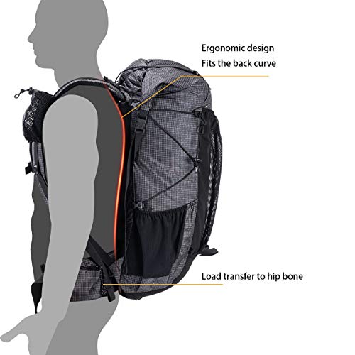 Naturehike 65L Internal Frame Hiking Backpack for Outdoor Camping Travel Backpacking, Ultralight Backpack for Adults - color: 65l/Black