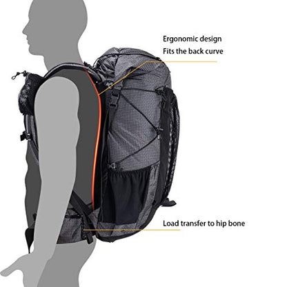 Naturehike 65L Internal Frame Hiking Backpack for Outdoor Camping Travel Backpacking, Ultralight Backpack for Adults - color: 65l/Black