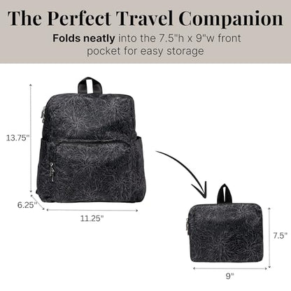 Baggallini Women's Carryall Packable Backpack, Midnight Blossom - color: Midnight Blossom