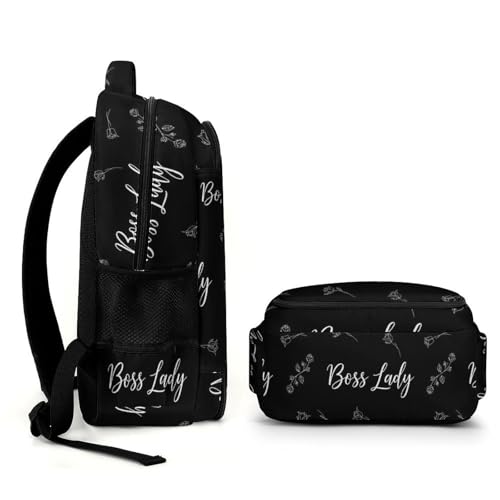 Business Laptop Backpack Rose Boss Lady White Black, Waterproof Travel Anti Theft Computer Bag with Water Bottle Pockets Gifts for Men Women - color: Pattern (341)