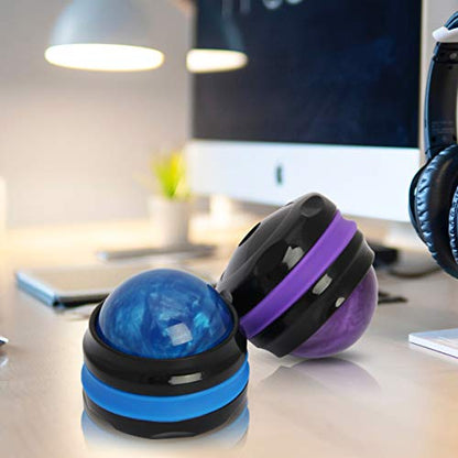 Coolrunner Massage Ball, Manual Roller Massager, 2-Pack Handheld Self Massage Therapy and Relax Full Body Tools for Sore Muscles, Shoulders, Neck, Arms, Legs, Back, Foot, Body (Blue+Purple) - color: Blue+purple