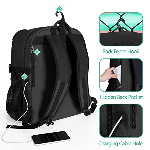 GOBUROS Basketball Bag, Soccer Equipment Bag with Ball & Shoe Compartment for Soccer Ball, Volleyball, Gym, Outdoor, Travel - color: Black