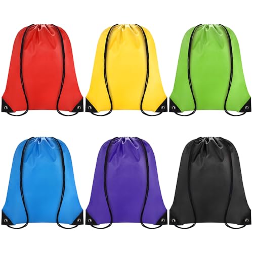 Grneric Drawstring Backpack Bulk 6 PCS, Drawstring Bags String Backpack Cinch Sack Gym Bags for Sport Trip Beach Swimming, 6 Color - color: Multicolor