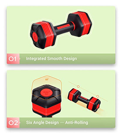 Nice C Adjustable Dumbbells Weights, Neoprene All-in-1 Options, Non-Slip, All-Purpose, Home, Gym, Office - style: Red 5lb Pair