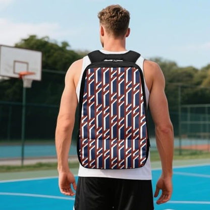 18.5in Basketball Backpack Basketball Bag with Shoe Compartment & Ball Holder, Waterproof Bag for Soccer Volleyball - color: Geometric Abstract Print