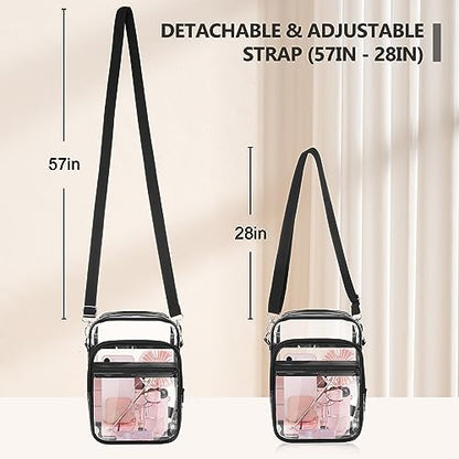 Blvornl Clear Crossbody Bag with Adjustable Shoulder Strap, Stadium Approved PVC Purse Bag, Messenger Bag - color: Clear, size: Large