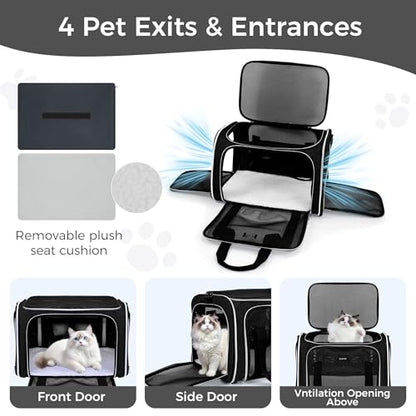 BAGLHER Pet Travel Carrier, Cat Carriers Dog Carrier for Small Medium Cats Dogs Puppies, Airline Approved Small Dog Carrier Soft Sided, Collapsible Puppy Carrier. Black - color: Black, size: Medium