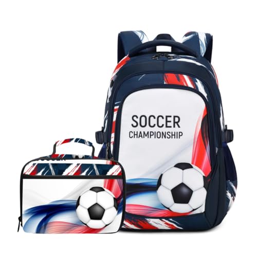 mezhsa Boys Backpack Kids Bookbag Durable Elementary Middle School Bags Soccer 18in (Z-WHITE) - color: Z-white