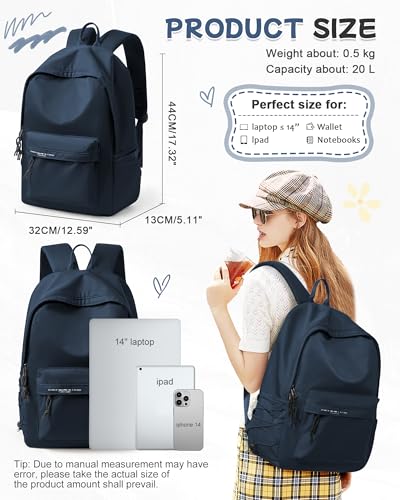 Small Backpack for School Girls Kids Women, Dark Blue Waterproof Bookbag Cute High School Back Pack for Men Teen Boys, Lightweight Travel College Backpack Mochilas Escolares para Daypack Rucksack - color: Royal Blue