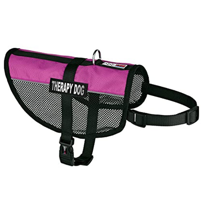 Dogline MaxAire Multi-Purpose Mesh Vest for Dogs and 2 Removable Therapy Dog Patches, Small, Pink - color: Pink, size: Girth 13 by 16"