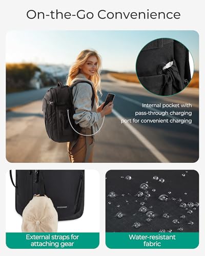 BAGSMART Travel Backpack for Men Women, Carry On Backpack Flight Approved TSA Friendly with USB Charging Hole Lightweight Weekender Bag Casual Daypack 17.3 Inch Laptop Business Work Backpack, Black - color: Black